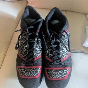 Jordan Black and Red Athletic Shoes with Padded Collar